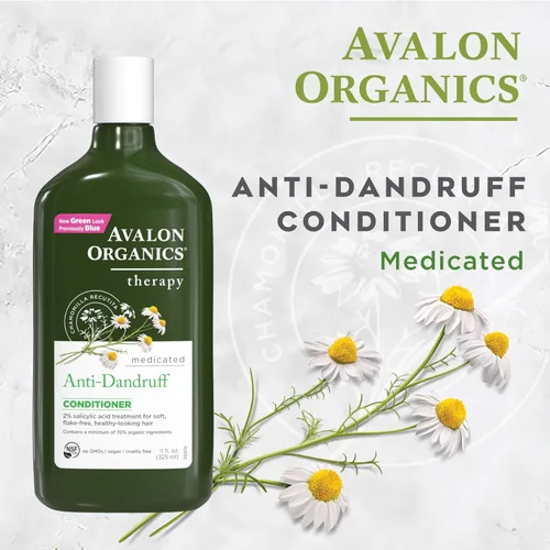 Vista 4 de Avalon Organics Acondicionador de terapia natural para caspa, 11 onzas líquidas