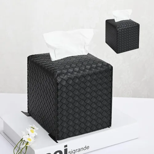 Vista 42 de HOMOTEK Paquete de 2 fundas para caja de pañuelos, soporte cuadrado de piel sintética, organizador de papel decorativo para baño, mesitas de noche