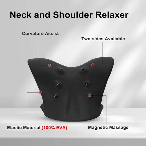 Vista 6 de Estirador de cuello con terapia magnética de acupresión para aliviar el dolor, relajante de cuello y hombros, almohada quiropráctica, restaurar