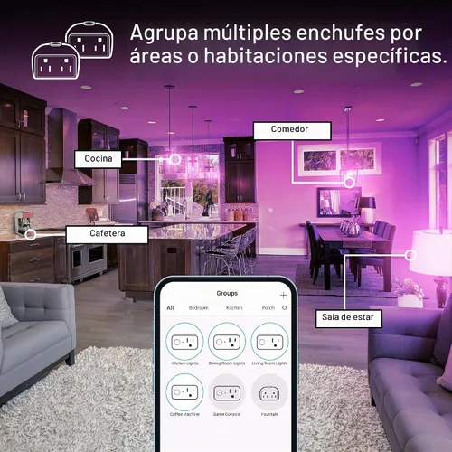 Vista 6 de Feit Electric Enchufe inteligente, enchufe WiFi compatible con Alexa y Google Home, enchufe interior, no requiere concentrador, red de 2.4 GHz