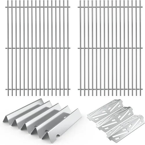Vista 15 de SafBbcue Kit de piezas de repuesto para parrilla Weber Genesis serie 300, rejillas de parrilla de acero inoxidable 7524, barras aromatizantes 7620