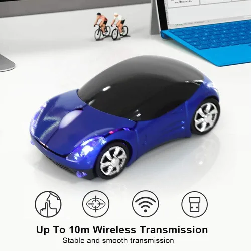 Vista 2 de ASHATA Ratón de coche 2.4G con receptor USB 1600DPI ratón óptico para PC, computadora portátil, tableta, mouse alto lindo para XP/Win7/ME/2000