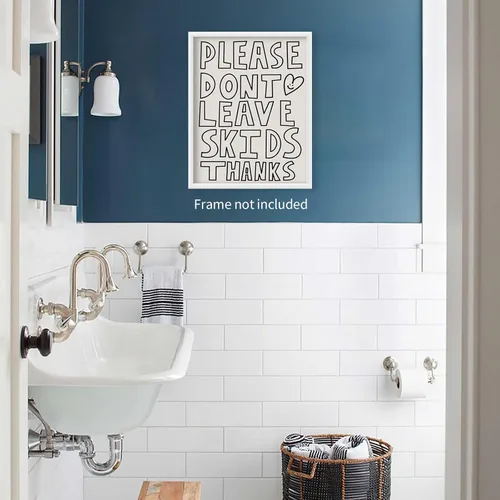 Vista 6 de WBSTGUE Arte retro divertido para pared de baño, letrero de reglas de baño, póster minimalista en blanco y negro, impresiones en lienzo