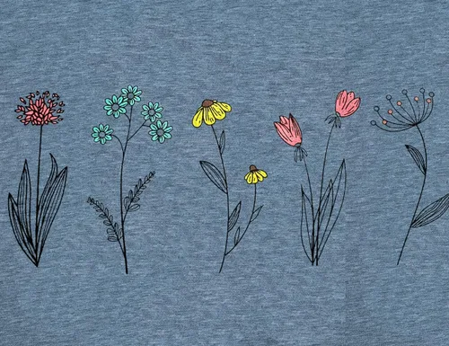 Vista 4 de Camisas de flores silvestres para mujer, camisetas casuales con estampado de flores de verano, lindas camisetas para amantes de las plantas de jardín