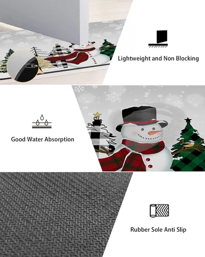 Vista 2 de Tapete de baño de Navidad para bañera, antideslizante, de secado rápido y absorbente, tierra de diatomeas, fregadero, dormitorio, cocina, lavable