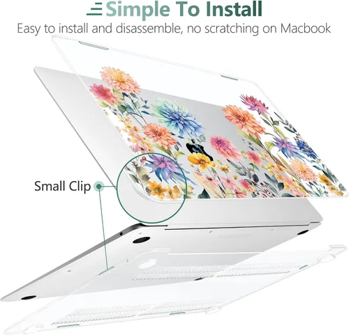 Vista 6 de TWOLSKOO para MacBook Air de 13 pulgadas, funda 2021 2020 2019 2018 modelo A2337 M1 A2179 A1932 con pantalla Retina y Touch ID, cubierta rígida