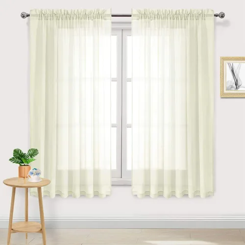 Vista 154 de DWCN Cortinas Transparentes Aqua de Voile Semitransparente con Bolsillo para Barra para Dormitorio y Sala de Estar, 36 x 36 pulgadas de Largo, Juego
