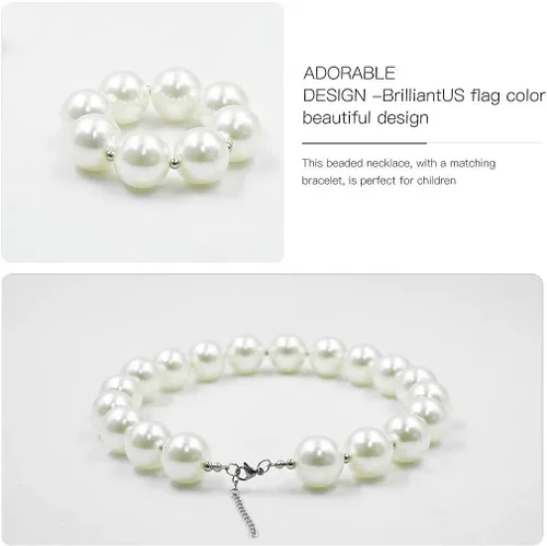Vista 6 de Lujuny Juego de collar y pulsera de burbujas gruesas para niños y niñas, Acrílico Perla