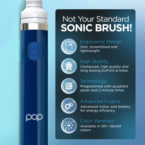 Vista 7 de Cepillo de dientes eléctrico Pop Sonic (azul marino) + paquete adicional – Cepillos de dientes de viaje con batería AAA Cepillos de dientes