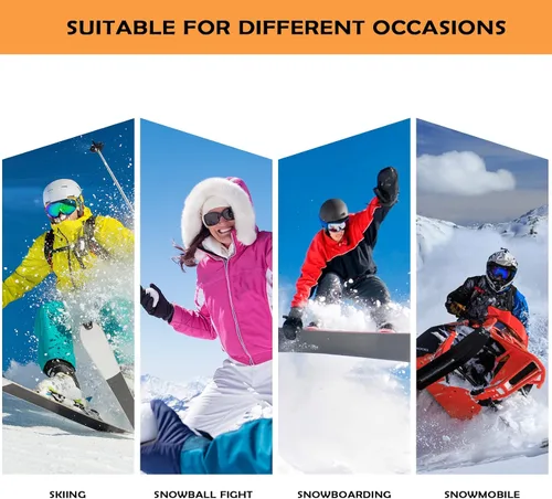 Vista 6 de Guantes de esquí para mujeres y hombres, guantes de nieve impermeables para invierno, guantes de esquí para pantalla táctil, para clima frío