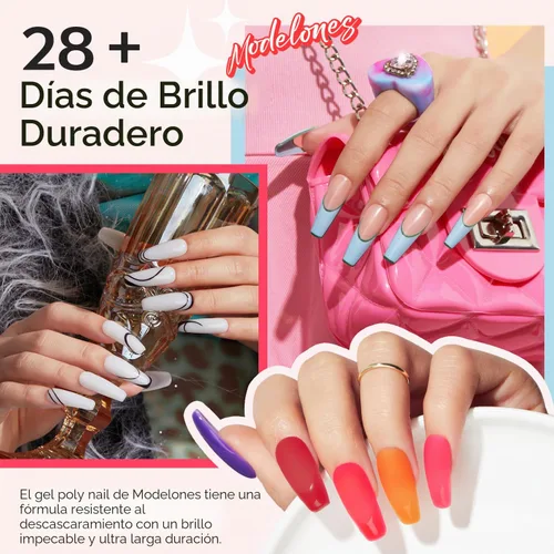 Vista 3 de Modelones - Kit de gel de uñas de 133 piezas, 32 colores con lámpara de uñas de 8 W A1-32 Colores Clásicos