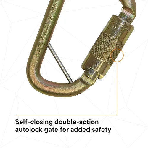 Vista 6 de 3M DBI-SALA Saflok 2000117 Mosquetón, acero de apertura de puerta de 11/16", con puerta de cierre automático, zinc amarillo
