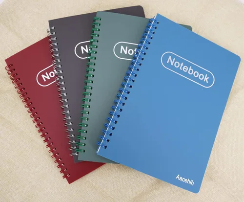 Vista 6 de Juego de 4 cuadernos en espiral, tamaño A5, 5.7 x 8.3 pulgadas, 80 hojas por cuaderno, diarios de escritura para trabajo, oficina y suministros