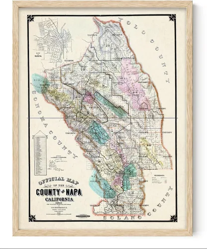 Vista 11 de G.H. Goddard Napa County California 1895 Vintage Map – Cartografía antigua reproducción de arte de pared, arte histórico del país vinícola