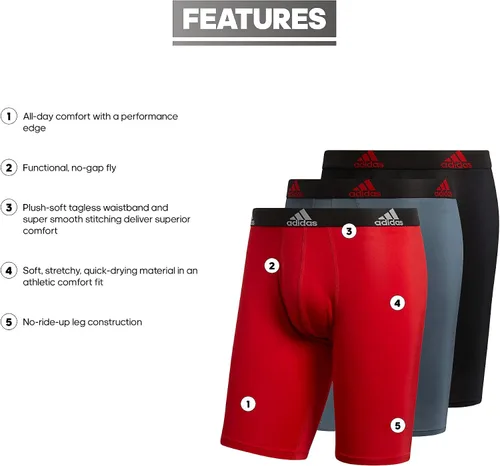 Vista 2 de adidas Performance - Calzoncillos bóxer de hombre de longitud regular (paquete de 3 unidades)
