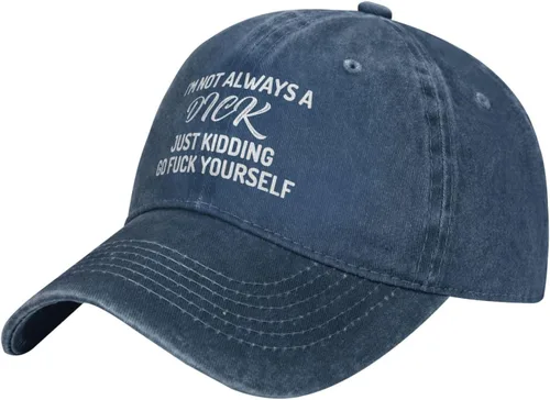 Vista 2 de Sombrero con texto en inglés "I Not Always A Dick Just Kidding Go Fuck Yourself Hat Men Dad Hats Graphic Hat