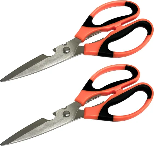 Vista 4 de Edward Tools Tijeras de utilidad resistentes – Cuchillas de acero inoxidable ultra afiladas de 0.079 in de grosor – Tijeras multiusos con abridor