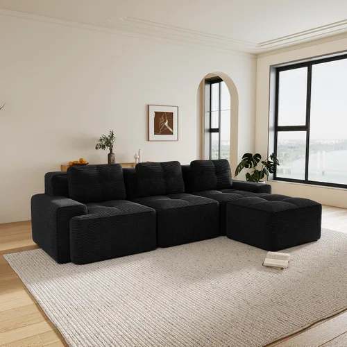 Vista 9 de Sofás seccional modular de 80" sin huesos modernos para sala de estar, juego de sofás comprimidos de 2 plazas con asiento profundo, sin necesidad