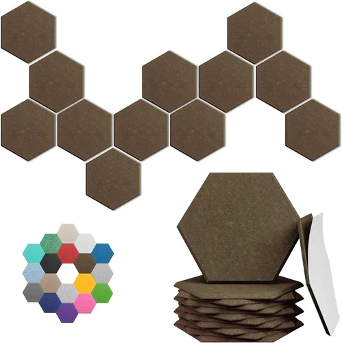 Vista 13 de Paneles hexagonales en forma de A, paquete de 12 paneles acústicos de alta densidad de 12 x 10 x 0.4 pulgadas para mejorar la reducción de ruido