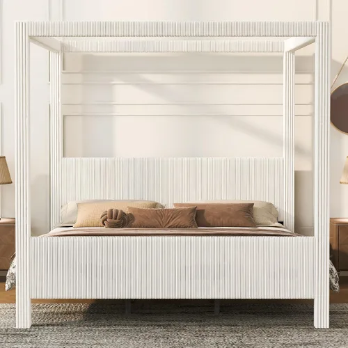 Vista 39 de Wood Canopy Platform Bed Full with Headboard, Trundle and 3 Drawers Negro-8.1
