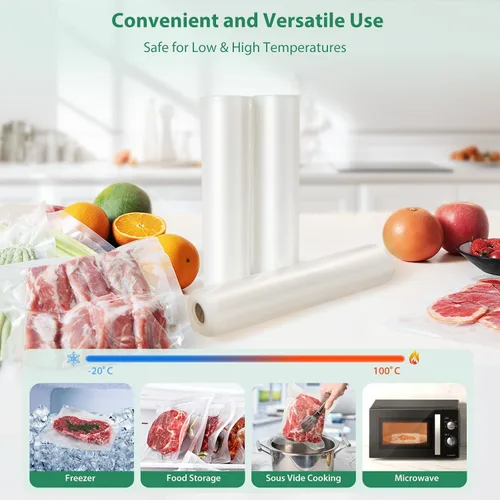 Vista 8 de Potente máquina selladora al vacío de 95 Kpa para alimentos y bolsas selladoras al vacío, 6 paquetes de 3 rollos de 11 pulgadas x 20 pies y 3 rollos