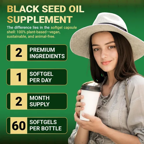 Vista 5 de 550 mg de aceite de semilla negra con aceite de orégano - 60 cápsulas blandas