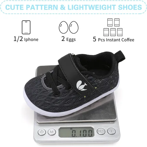 Vista 5 de FEETCITY Zapatillas de bebé para niños y niñas, zapatos para primeros pasos, zapatos de cuna para recién nacidos, zapatos sin cordones para niños