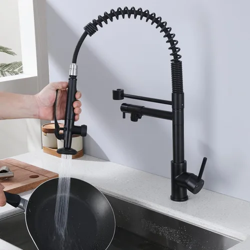 Vista 14 de Grifo de fregadero de cocina con rociador extraíble, grifos purificadores de filtro de agua 3 en 1, grifo de cocina de estilo comercial resistente