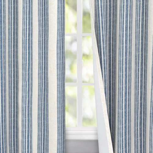 Vista 50 de DriftAway Chris Linen - Cortinas opacas con capa térmica y reductora de sonido, 63 pulgadas de largo para dormitorio, cortinas estampadas a rayas