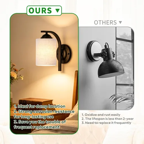 Vista 4 de Apliques de pared para dormitorio, baño, accesorios de iluminación modernos de tocador, negro mate, faroles de iluminación de montaje en pared