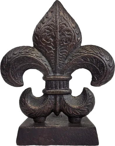 Vista 11 de Lulu Decor, Tope de puerta de hierro fundido Fleur De Lis, tapón de puerta (LB15BK1)