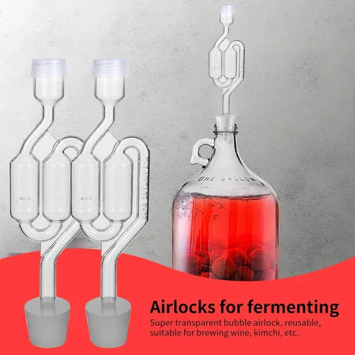 Vista 7 de Set de esclusas de aire con burbujas, 4 esclusas para fermentación, 4 tapones de perforación #6 y 8 gomas de esclusa, utilizado para fermentar vino