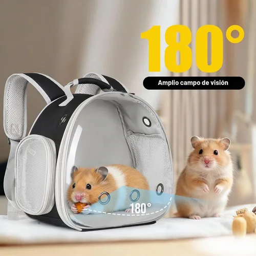 Vista 4 de Mochila de conejillo de indias, burbuja de cápsula espacial con ventana para animales pequeños, mochila para conejillo de indias, pájaro, conejito