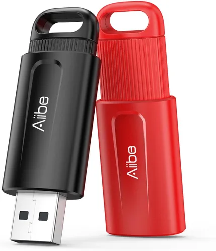 Vista 13 de Aiibe Unidad flash USB 3.0 de 64 GB, memoria USB con indicador LED, llavero portátil, color negro