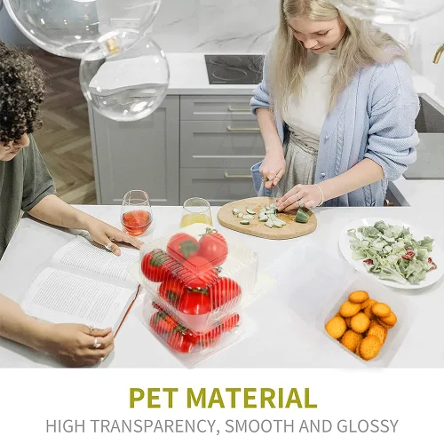 Vista 5 de WAQIAGO 150 bandejas de plástico desechables resistentes con bisagras de 5 x 5 pulgadas, recipientes desechables para llevar para ensaladas, frutas