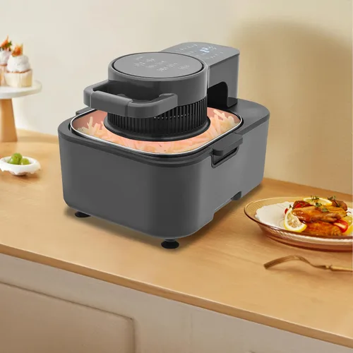 Vista 3 de Freidora de aire digital de 9L con cocción a temperatura constante de 360° para comidas simples y aperitivos, freidora de aire inteligente
