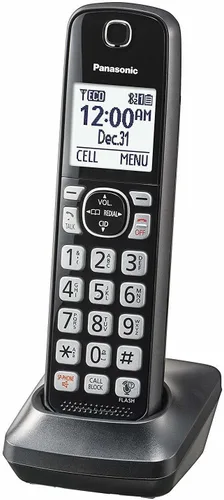 Vista 2 de Expandible teléfono inalámbrico de Panasonic con bloqueo de llamadas y contestadora, Negro