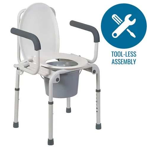 Vista 6 de DMI Inodoro portátil para adultos, cómoda de lujo para personas mayores, elegible para FSA HSA, inodoro portátil de acero o orinal Porta, fácil