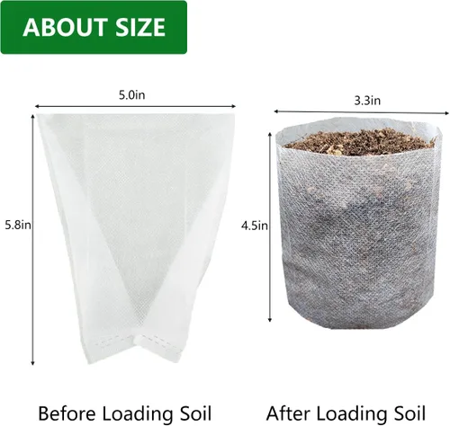 Vista 2 de 200 bolsas de cultivo para vivero, bolsa de cultivo pequeña de 5.8 x 5 pulgadas para plantas, macetas de tela, papa, flor, tomate para principiantes