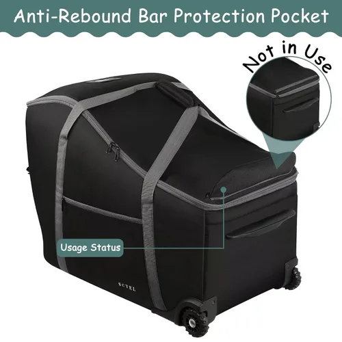 Vista 4 de Bolsa de viaje para asiento de coche infantil SCTEL Compatible con Doona, asiento de coche y base, Chicco Keyfit 35 y base, bolsa de viaje Doona