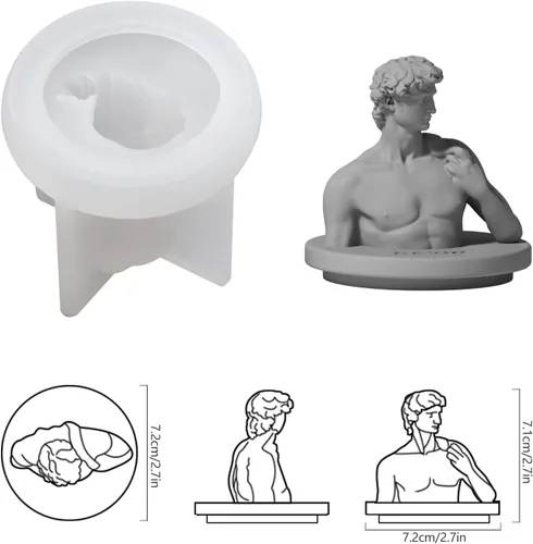 Vista 4 de Molde de silicona de estatua 3D, molde de escultura de retrato de hormigón para tapa de tarro de vela, herramientas de decoración del hogar