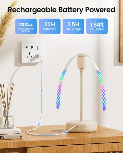 Vista 2 de Edvision Paquete de 4 ventiladores de mesa para comida, ventilador de comida recargable USB de 2000mAh, ventilador portátil con cuello de ganso