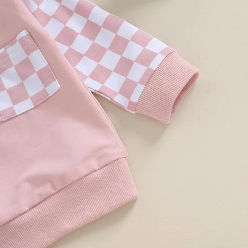 Vista 4 de BeQeuewll Ropa para bebé niña, trajes de otoño e invierno, sudadera de manga larga, sudadera y pantalones para niños pequeños