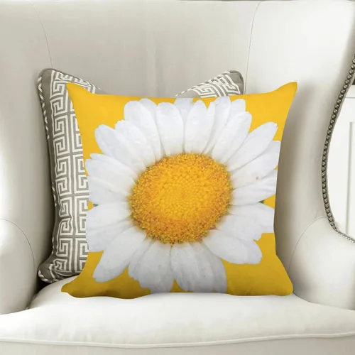 Vista 2 de SPXUBZ Daisy Big Bright Daisy - Almohada redonda de algodón y poliéster con cremallera oculta, decoración del hogar, cuadrada, interior/exterior