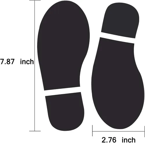 Vista 2 de 20 pares de 40 impresiones de zapatos negros de huellas de huellas de PVC calcomanías para oficina, escuela, suelo, pared, escaleras para guiar