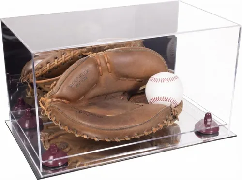 Vista 159 de Better Display Cases Vitrina de guantes de béisbol de acrílico transparente con elevadores negros (A011/V16)