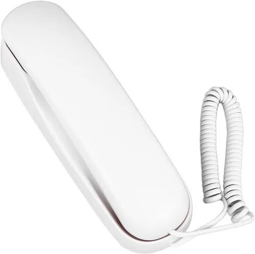 Vista 7 de Teléfono con cable para montaje en pared, sonido claro, multifuncional, fácil de usar, ahorro de espacio (blanco)