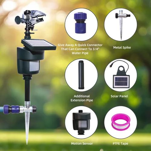 Vista 4 de [Actualizado 2025] Yardeen - Aspersor solar con sensor de movimiento, rociador de agua ajustable para jardín con estaca. Se puede seleccionar