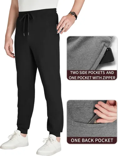 Vista 4 de Idtswch 30/32/34/36/38/40. Pantalones deportivos altos para hombre, extra largos, con bolsillos con cremallera