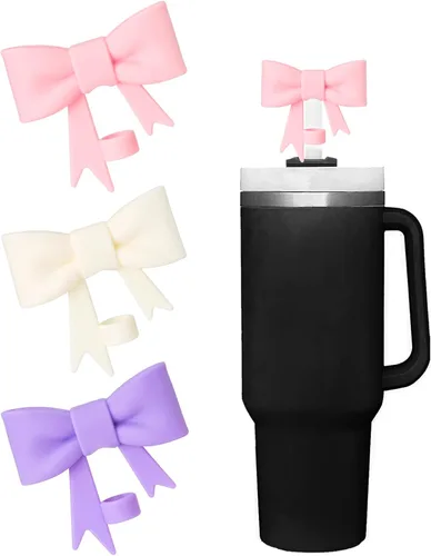Vista 25 de Juego de 4 fundas de popote con diseño de estrella compatibles con vasos Stanley de 30 y 40 onzas, reutilizables, bonitas puntas de popote